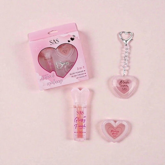 Set 3 en 1 Lip Gloss + Blush Powder + Blush Cream SAS