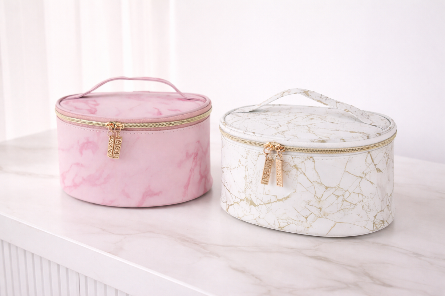 Cosmetiquero Ovalado Efecto Mármol
