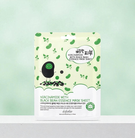 Mascarilla Facial Pure Skin Niacinamide Black Bean Essence Mask Sheet Esfolio