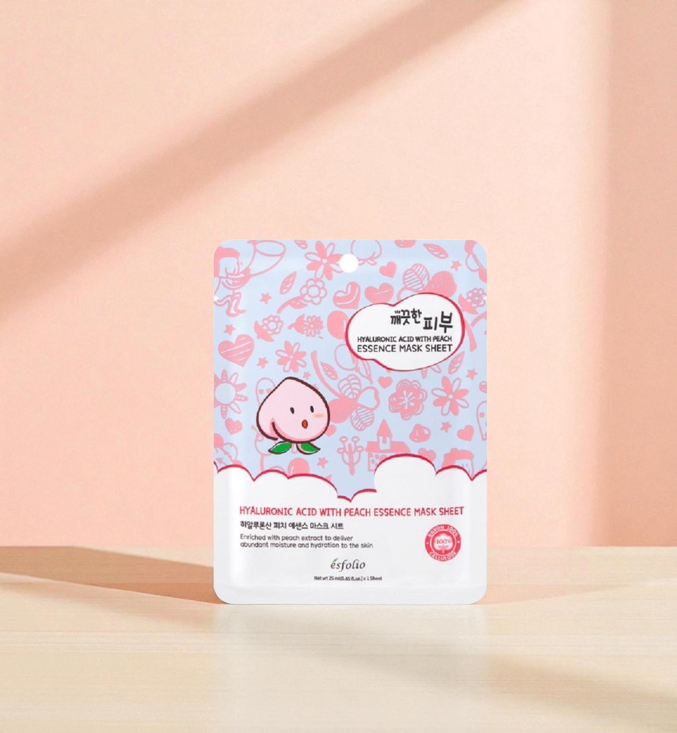 Mascarilla Facial Pure Skin Hyaluronic Acid with Peach Essence Mask Sheet Esfolio